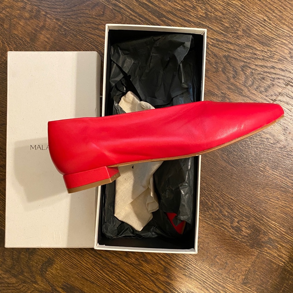 Malababa red leather pointed toe flats